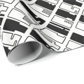 メリークリスマスピアノ鍵タイポグラフィ白黒 ラッピングペーパー (ロールコーナー)