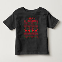 メリークリスマスピクセルアートスタイルTシャツ