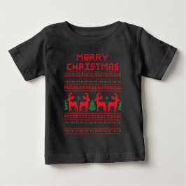 メリークリスマスピクセルアートスタイルTシャツ ベビーTシャツ