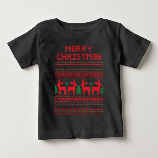 メリークリスマスピクセルアートスタイルTシャツ ベビーTシャツ (正面)
