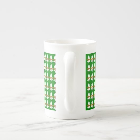 メリークリスマスピグボーン中国マググリーン ボーンチャイナマグカップ (裏面)