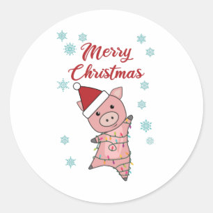 メリークリスマスピグレットピッグススノーウィンター ラウンドシール