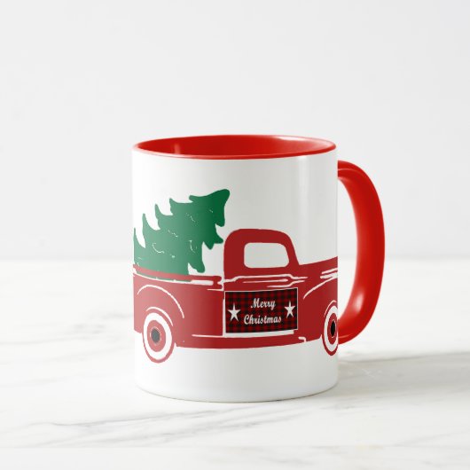 メリークリスマスピックアップと木のモノグラム マグカップ (正面右)