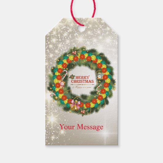 メリークリスマスピックボール1オプションギフトラベル ギフトタグ (正面)