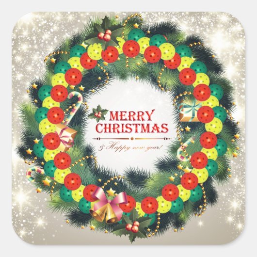 メリークリスマスピックボール1シール スクエアシール (正面)