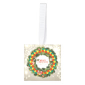 メリークリスマスピックルカスタムボール1オーナメント キューブオーナメント (正面)