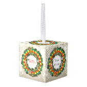 メリークリスマスピックルカスタムボール1オーナメント キューブオーナメント (裏面アングル)