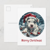メリークリスマスピットブルサンタパピー シーズンポストカード (正面/裏面)