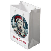 メリークリスマスピットブルサンタパピー ミディアムペーパーバッグ (正面アングル)
