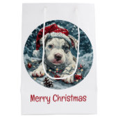 メリークリスマスピットブルサンタパピー ミディアムペーパーバッグ (裏面)