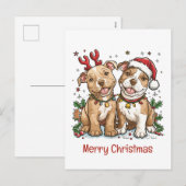 メリークリスマスピットブルドッグ シーズンポストカード (正面/裏面)