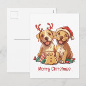 メリークリスマスピットブルドッグ シーズンポストカード (正面/裏面)