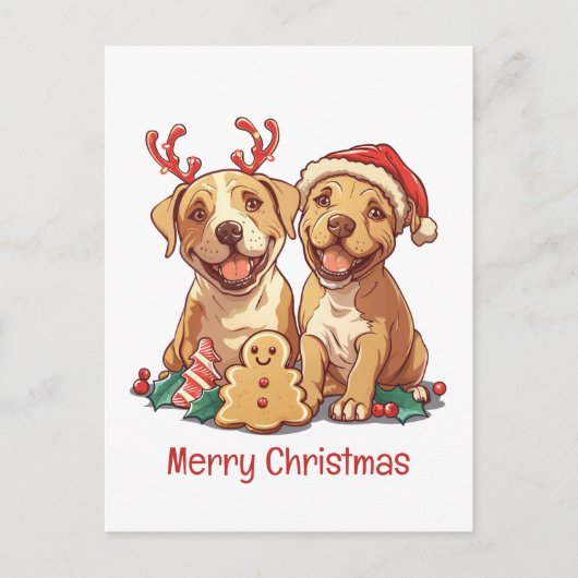 メリークリスマスピットブルドッグ シーズンポストカード (正面)