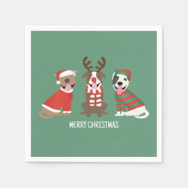 メリークリスマスピットブルドッグ スタンダードカクテルナプキン