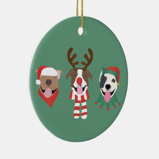 メリークリスマスピットブルドッグ セラミックオーナメント (右)