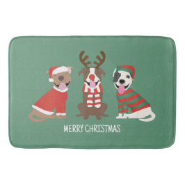 メリークリスマスピットブルドッグ バスマット