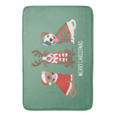 メリークリスマスピットブルドッグ バスマット (正面縦)