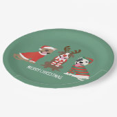 メリークリスマスピットブルドッグ ペーパープレート (アングル)