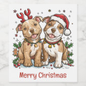 メリークリスマスピットブルドッグ ワインラベル (シングルラベル)