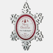 メリークリスマスピューターオーナメント – ジャストアドネーム スノーフレークピューターオーナメント (右)