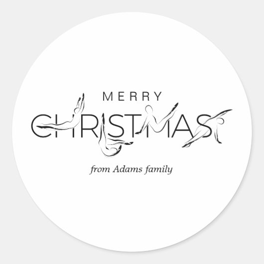メリークリスマスピラティスインストラクターギフトラベル ラウンドシール (正面)