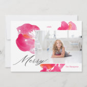 メリークリスマスピンクのはっきりした植物学 シーズンカード (正面)