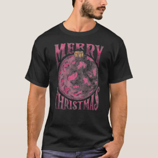 メリークリスマスピンクのクリスマスツリーズヒョウのビュッファ Tシャツ