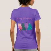 メリークリスマスピンクのクリスマスツリーTシャツ Tシャツ (裏面)