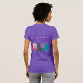 メリークリスマスピンクのクリスマスツリーTシャツ Tシャツ (裏面フル)