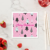 メリークリスマスピンクのクリスマスデコレーション スタンダードカクテルナプキン (インサイチュ)