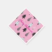 メリークリスマスピンクのクリスマスデコレーション スタンダードカクテルナプキン (角)