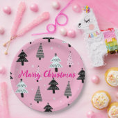 メリークリスマスピンクのクリスマスデコレーション ペーパープレート (パーティー)