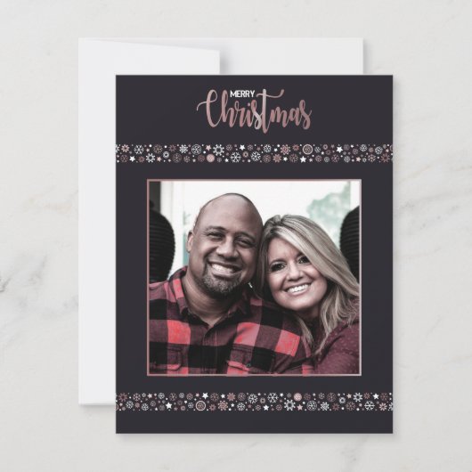 メリークリスマスピンクのスノーフレーク シーズンカード (正面)