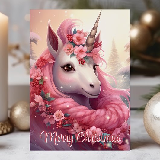 メリークリスマスピンクのユニコーン シーズンカード