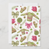 メリークリスマスピンクの緑のスクリプト写真 シーズンカード (裏面)