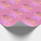 メリークリスマスピンクの金ゴールドグラデーションスノーフレーク・パターン ラッピングペーパー (角)
