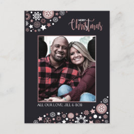 メリークリスマスピンクの金ゴールド雪 シーズンポストカード