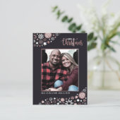 メリークリスマスピンクの金ゴールド雪 シーズンポストカード (スタンド正面)