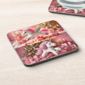 メリークリスマスピンクカスタマイズユニコーン コースター (左側)