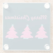 メリークリスマスピンクコンテンポラリーのクリスマスツリー ガラスコースター (裏面)