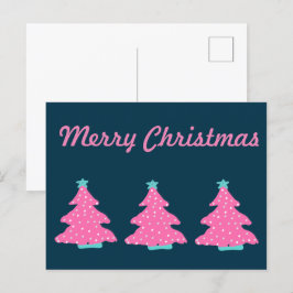 メリークリスマスピンクコンテンポラリーのクリスマスツリー ポストカード