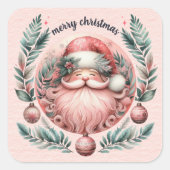 メリークリスマスピンクサンタリース スクエアシール (正面)