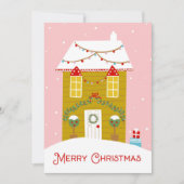 メリークリスマスピンクジンジャーブレッドハウスカード シーズンカード (正面)