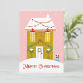 メリークリスマスピンクジンジャーブレッドハウスカード シーズンカード (スタンド正面)