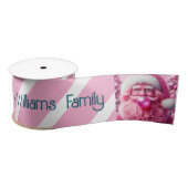 メリークリスマスピンクバブルガム | カスタム名 サテンリボン (リール)