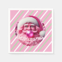 メリークリスマスピンクバブルガム | カスタム名 スタンダードカクテルナプキン