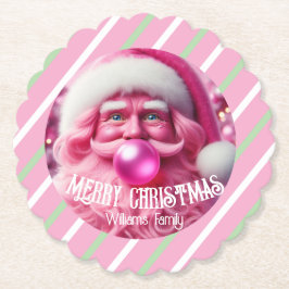 メリークリスマスピンクバブルガム | カスタム名 ペーパーコースター