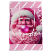 メリークリスマスピンクバブルガム | カスタム名 ミディアムペーパーバッグ (裏面)