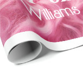 メリークリスマスピンクバブルガム | カスタム名 ラッピングペーパー (ロールコーナー)