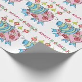 メリークリスマスピンクピグラッピング紙 ラッピングペーパー (角)